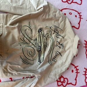 Forever 21 Beige and Black Graphic Jacket